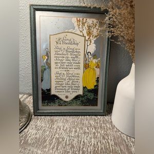 Framed Vintage Irish Song of Friendship  Poem & Lithograph , Dorothy Fish
